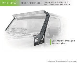 Jeep Wrangler JL Light Mount - DV8 Offroad - Picatinny Rail A-Pillar Pod LED Light Mount - `18-`27